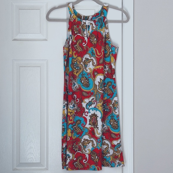 Jude Connally Dresses & Skirts - Jude Connally Keyhole Halter Lisa Dress Paisley Floral Red Blue Shift Size Small